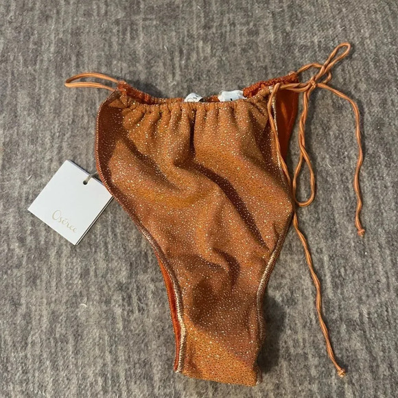 Oseree Metallic Orange Lumiere Bikini Swimsuit Bottoms Size L NWT - Picture 3 of 7